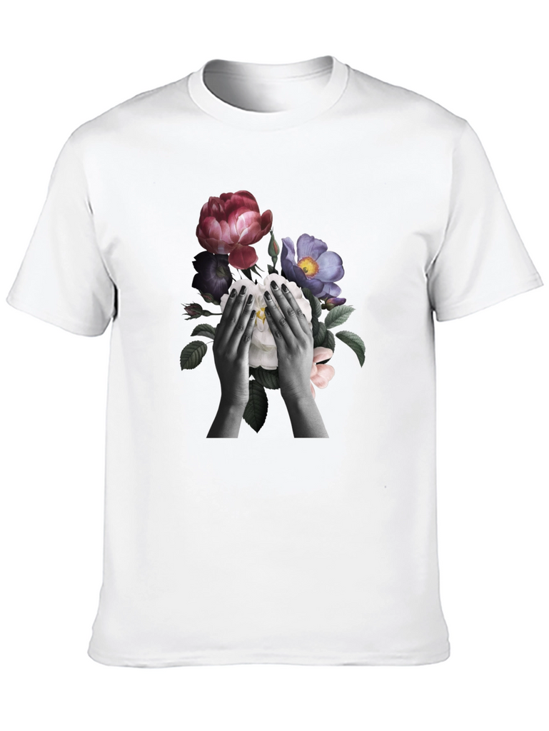 Floral Hands Graphic T-Shirt - Black