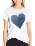 Denim Heart Pocket T-Shirt - Casual Wear