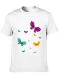 Geometric Butterfly Print Mens Black T-Shirt