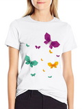 Geometric Butterfly Print Mens Black T-Shirt