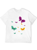 Geometric Butterfly Print Mens Black T-Shirt
