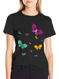 Geometric Butterfly Print Mens Black T-Shirt