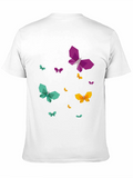 Geometric Butterfly Print Mens Black T-Shirt