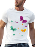 Geometric Butterfly Print Mens Black T-Shirt