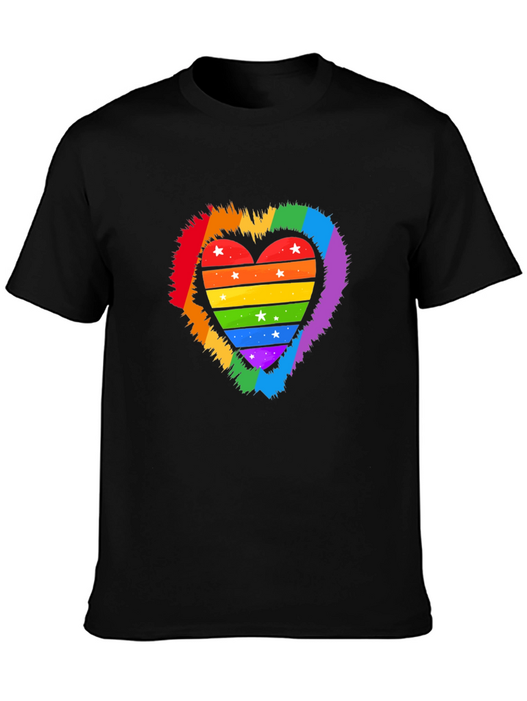Rainbow Heart Pride T-Shirt - Black