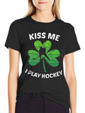Kiss Me I Play Hockey St. Patricks Day T-Shirt