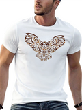 Tribal Owl Graphic Print Black T-Shirt