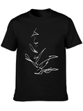 Abstract Line Art Black T-Shirt