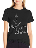 Abstract Line Art Black T-Shirt