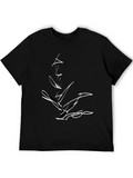 Abstract Line Art Black T-Shirt