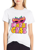 Mardi Gras Mask T-Shirt - Black Cotton Tee