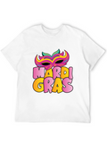 Mardi Gras Mask T-Shirt - Black Cotton Tee