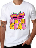 Mardi Gras Mask T-Shirt - Black Cotton Tee