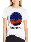 4th Of July Sunflower Classic Cotton Tee – Unisex Comfort For Any Season