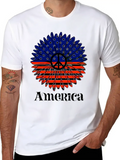 4th Of July Sunflower Classic Cotton Tee – Unisex Comfort For Any Season