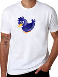 Novelty Cartoon Blue Bird T-Shirt