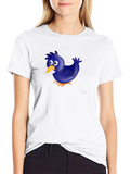 Novelty Cartoon Blue Bird T-Shirt
