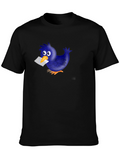 Novelty Cartoon Blue Bird T-Shirt