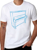 Piano Sketch Graphic T-Shirt - Music Lover Tee