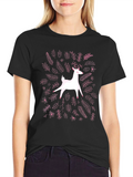 Whimsical Deer Graphic T-Shirt - Black