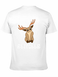 Cute Reindeer Graphic Tee - Black Cotton T-Shirt