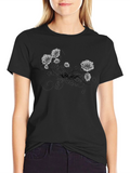 Floral Graphic Print Mens Black T-Shirt
