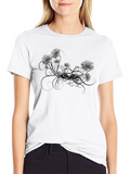 Floral Graphic Print Mens Black T-Shirt