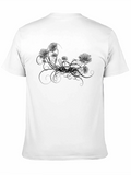 Floral Graphic Print Mens Black T-Shirt