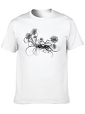 Floral Graphic Print Mens Black T-Shirt
