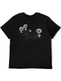 Floral Graphic Print Mens Black T-Shirt