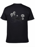 Floral Graphic Print Mens Black T-Shirt