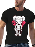 Unique Cartoon Graphic Black T-Shirt
