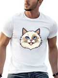 Cat Face Graphic Black T-Shirt