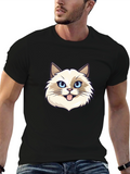Cat Face Graphic Black T-Shirt