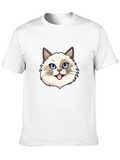 Cat Face Graphic Black T-Shirt