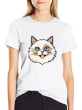 Cat Face Graphic Black T-Shirt