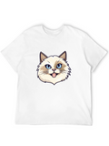 Cat Face Graphic Black T-Shirt