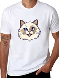 Cat Face Graphic Black T-Shirt