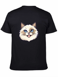 Cat Face Graphic Black T-Shirt