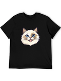 Cat Face Graphic Black T-Shirt