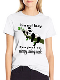 Lazy Panda Energy Saving Mode Graphic T-Shirt