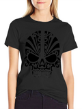 Tribal Skull Graphic Tee - Mens Black T-Shirt