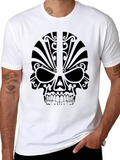 Tribal Skull Graphic Tee - Mens Black T-Shirt