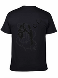 Modern Black Graphic Tee with Heart Accents