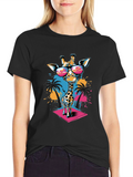 Cool Giraffe Graphic Tee - Tropical Vibes