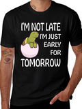 Funny Turtle Early for Tomorrow Graphic T-Shirt