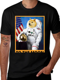 Doge Astronaut To The Moon Black T-Shirt