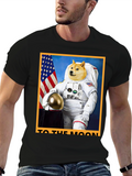 Doge Astronaut To The Moon Black T-Shirt