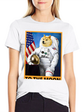 Doge Astronaut To The Moon Black T-Shirt