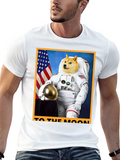 Doge Astronaut To The Moon Black T-Shirt